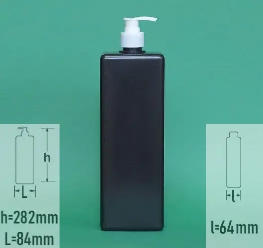 Sticla plastic 1 litru (1000ml) culoare negru cu capac pompa alb